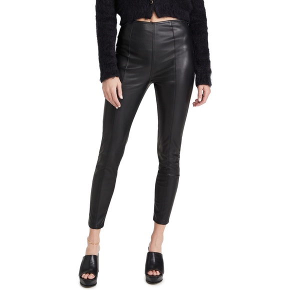 Free People Spitfire Stacked Faux Leather Skinny Pants - Blaque - Picture 1 of 7
